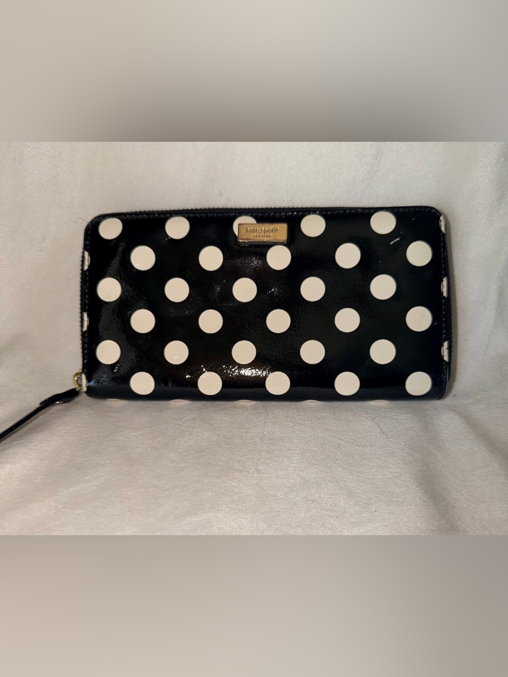 kate spade Black and White Polka Dot Zip-Around Wallet